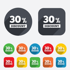 30 percent discount sign icon. Sale symbol.