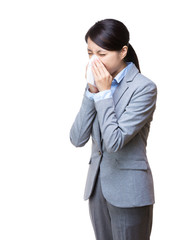 Asia businesswoman feeling unwell