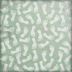 Vintage Green Background White Footprints