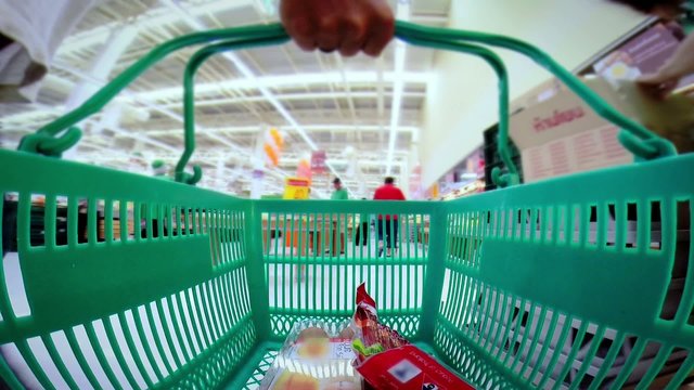 basket in a supermarket timelapse