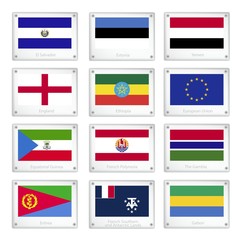 Collection of National Flags on Metal Texture Plates