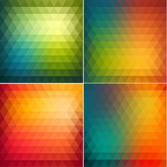 Smooth triangular colorful backgrounds set