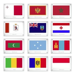 Official National Flags on Metal Texture Plates