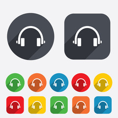Headphones sign icon. Earphones button.