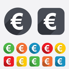 Euro sign icon. EUR currency symbol.