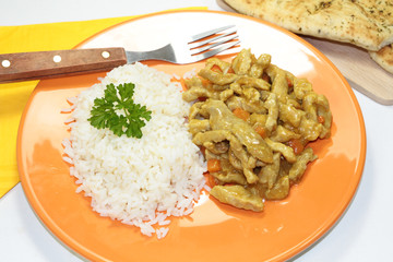 émincé de porc à l'indienne