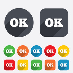 Ok sign icon. Positive check symbol.