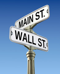 Retro street sign with Wall street and Main street - 61572331