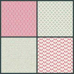 4 Seamless Pattern Retro Green/Rose © Jan Engel