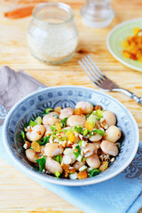 salad with beans and the green onions, walnuts