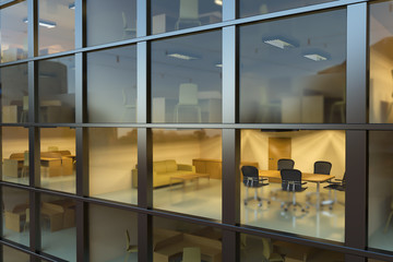 Modern office building at night