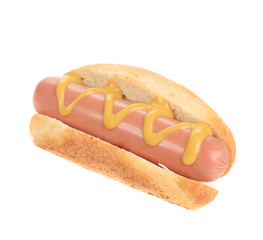 Hotdog with mustard.