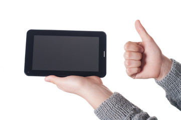 Hands with tablet