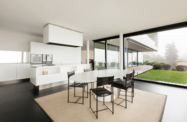 Beautiful interior of a modern villa, domestic kitchen