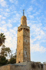 Fototapeta premium Minaret in jewish quarter Jerusalem near synagogue
