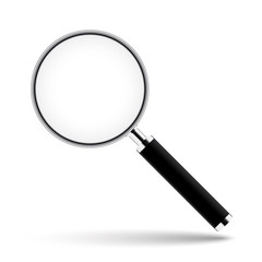 Magnifying glass with transparent glass on isolated background