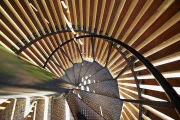 Metal modern spiral staircase details