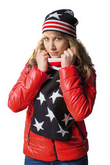 girl wearing an American flag