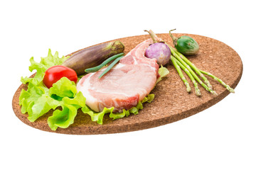 Raw t-bone steak