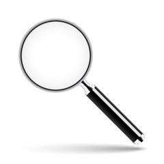 Magnifying glass with transparent glass on isolated background
