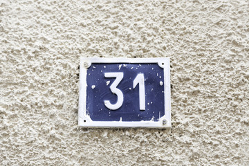 Number thirty-one on a wall