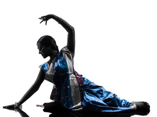 indian woman dancer dancing  silhouette