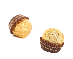 Close up of chocolate gold bonbon.