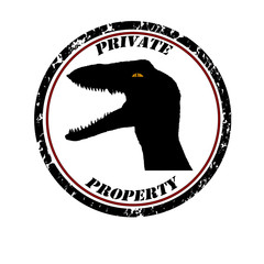 Black grunge rubber stamp with  private property