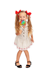 Happy girl with large lollipop