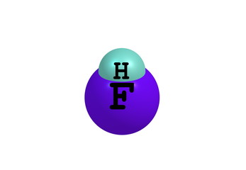Hydrogen fluoride molecular structure on white background