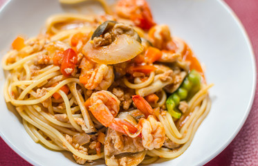 spaghetti with shrimp