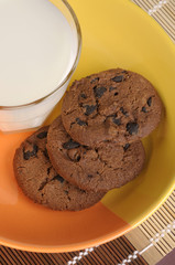 Chocolate chip cookies and milk