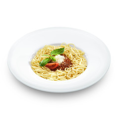 Delicious healthy spaghetti bolognese. Pasta with meat tomato sa