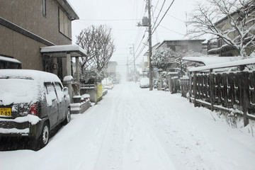 Fototapeta premium The heaviest snow in decades in Tokyo and other areas of Japan