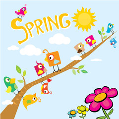 vector spring landscape illustration