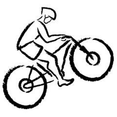 stylized cyclist on a mountain bike