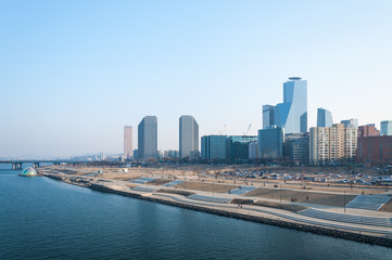 The skyline of the Yeouido business district in Seoul.