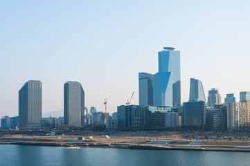 The skyline of the Yeouido business district in Seoul.