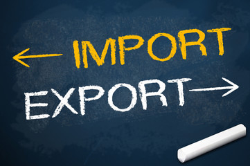 Kreidetafel mit Import und Export