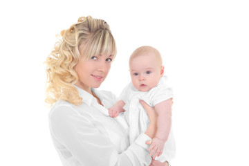 happy mother holding her baby