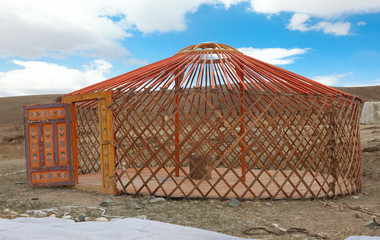 The construction of the yurt - obrazy, fototapety, plakaty