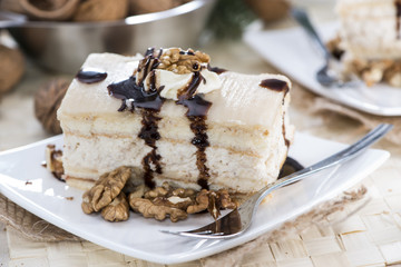 Slice of fresh Walnut Cake
