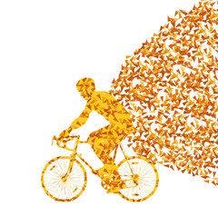 Fototapeta premium Colorful sport road bike rider bicycle silhouette background ill