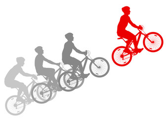 Fototapeta na wymiar Sport road bike riders bicycle silhouettes vector background win