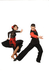 Fototapeta na wymiar beautiful couple in the active ballroom dance