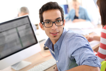 Young man in business apprenticeship