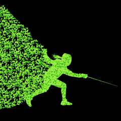 Fencing players active sports silhouette background illustration