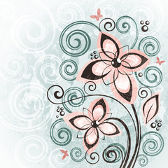Abstract floral vintage illustration.