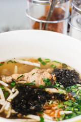 noodle with soup and chicken