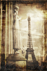 Aged vintage retro picture of Tour Eiffel in PAris